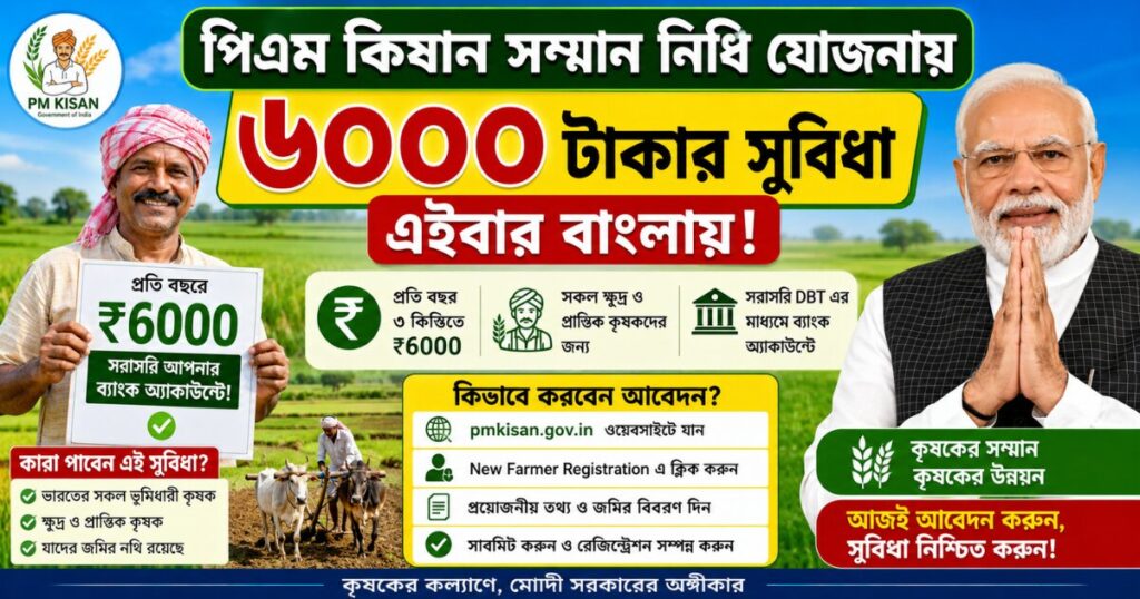 পিএম কিষান সম্মান নিধি যোজনায় ৬০০০ টাকার সুবিধা এইবার বাংলায়, কিভাবে করবেন আবেদন?